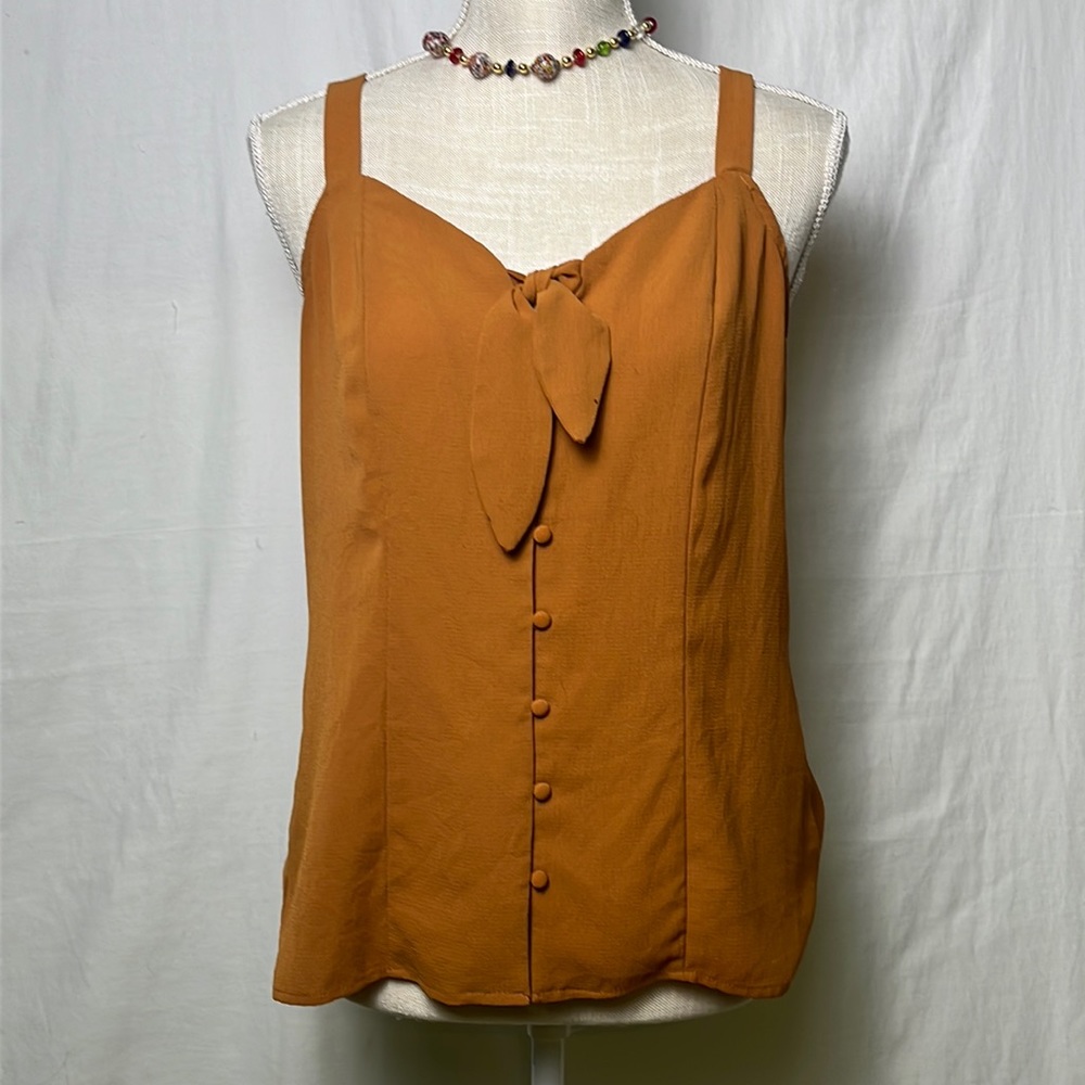 Charming Charlie’s Brown/Orange Tank Top Back Size: Medium Tie Front